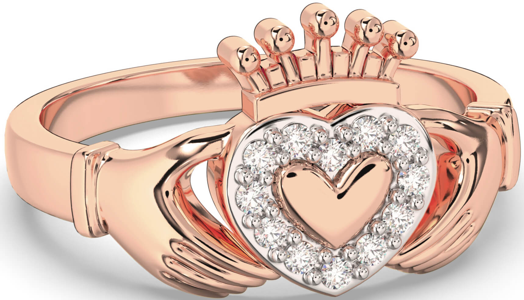 Diamond Rose Gold Claddagh Ring